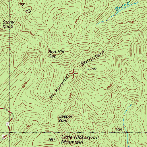 Topographic Map of Hickorynut Mountain, GA