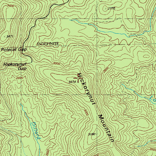 Topographic Map of Hickorynut Mountain, GA