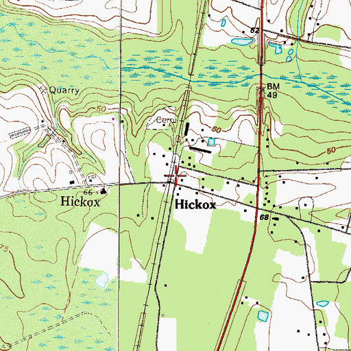 Topographic Map of Hickox, GA