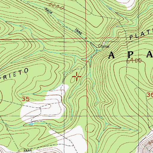 Topographic Map of Prieto Plateau, AZ