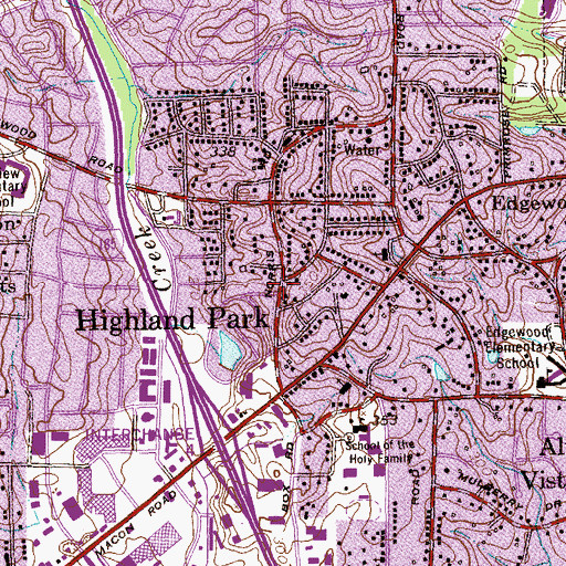 Topographic Map of Highland Park, GA