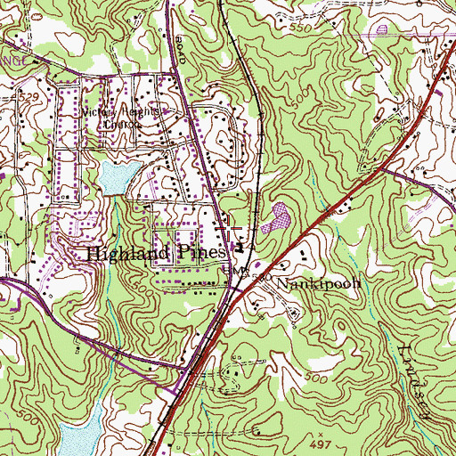 Topographic Map of Highland Pines, GA