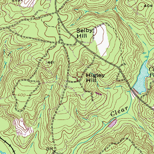Topographic Map of Higley Hill, GA