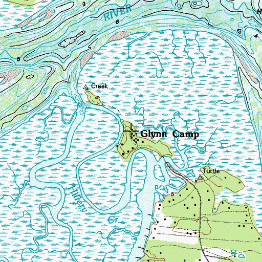 Topographic Map of Glynn Camp, GA