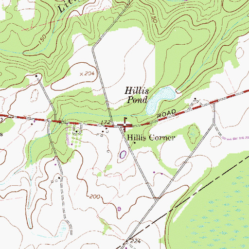 Topographic Map of Hills Store, GA