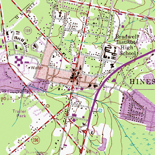 Topographic Map of Hinesville, GA