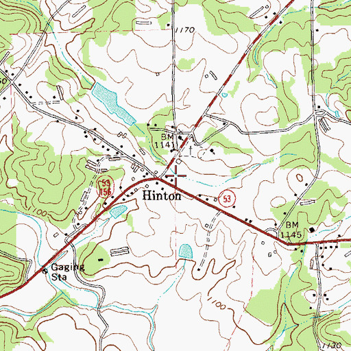 Topographic Map of Hinton, GA