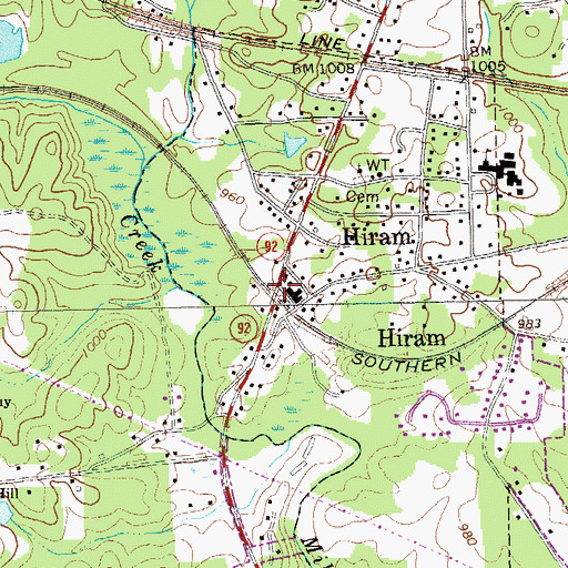 Topographic Map of Hiram, GA
