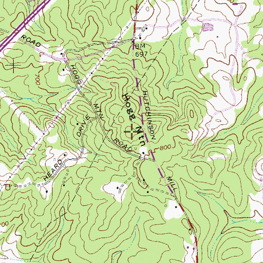 Topographic Map of Hogg Mountain, GA