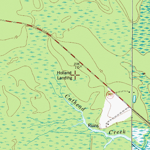 Topographic Map of Holland Landing, GA