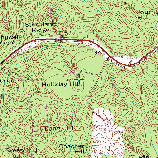 Topographic Map of Holliday Hill, GA