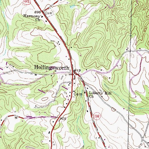 Topographic Map of Hollingsworth, GA