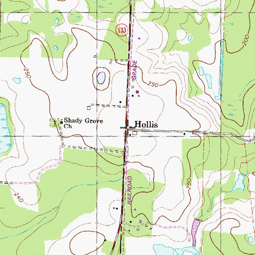 Topographic Map of Hollis, GA