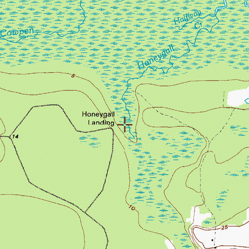 Topographic Map of Honeygall Landing, GA