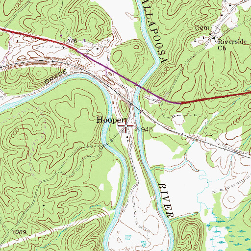 Topographic Map of Hooper, GA