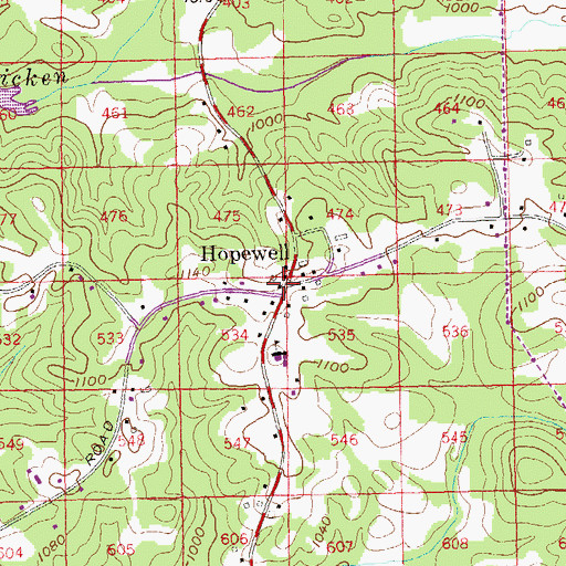 Topographic Map of Hopewell, GA