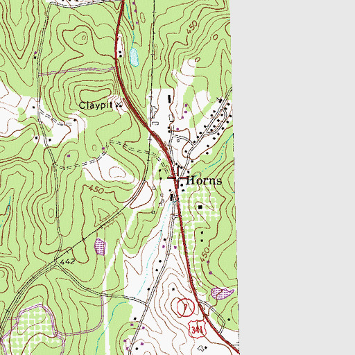 Topographic Map of Horns, GA
