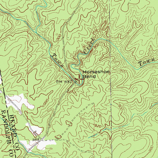 Topographic Map of Horseshoe Bend, GA