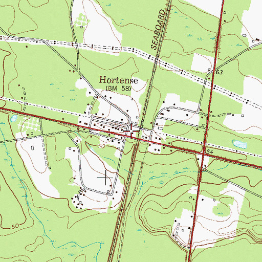 Topographic Map of Hortense, GA