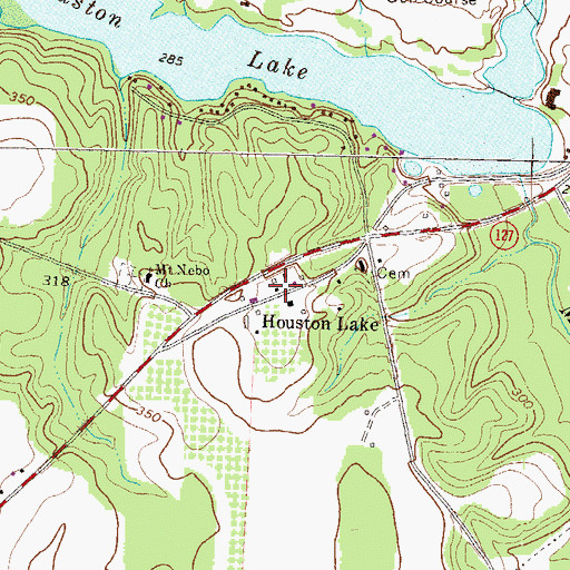 Topographic Map of Houston Lake, GA