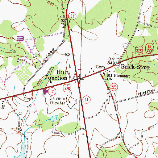 Topographic Map of Hub Junction, GA