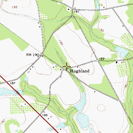 Topographic Map of Hughland, GA