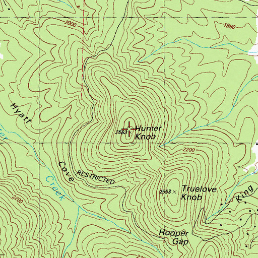 Topographic Map of Hunter Knob, GA