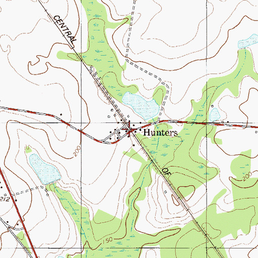 Topographic Map of Hunters, GA