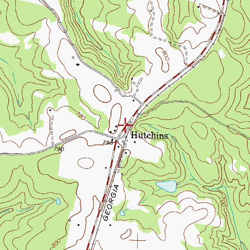 Topographic Map of Hutchins, GA