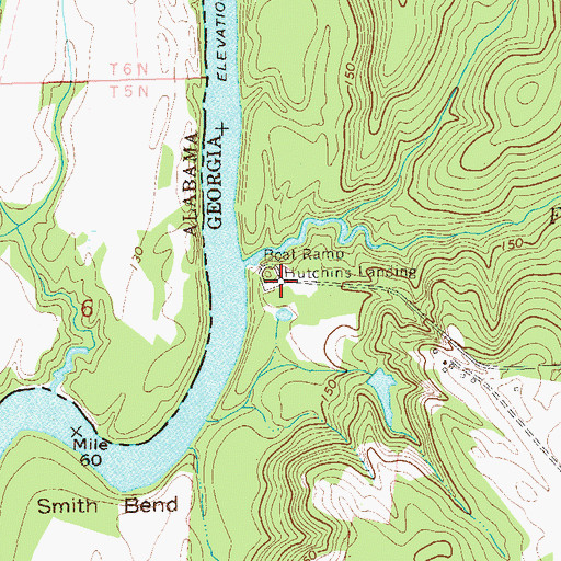 Topographic Map of Hutchins Landing, GA
