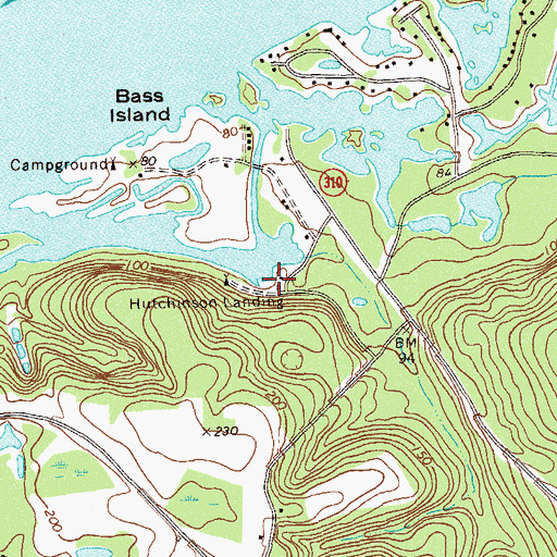 Topographic Map of Hutchinson Landing, GA