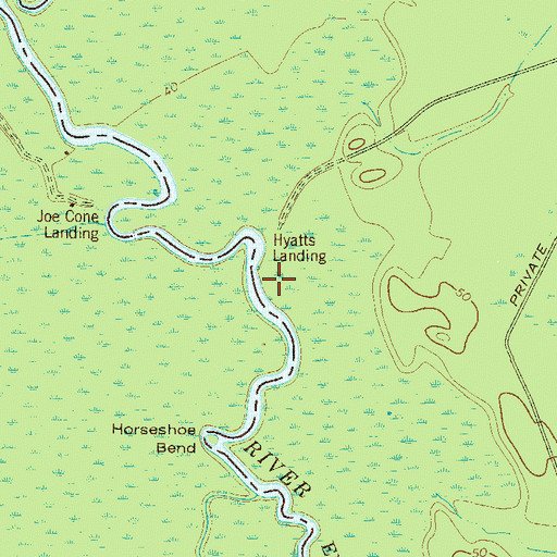 Topographic Map of Hyatts Landing, GA