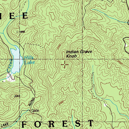 Topographic Map of Indian Grave Knob, GA