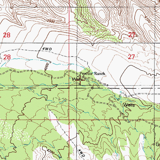 Topographic Map of Proctor Ranch, AZ