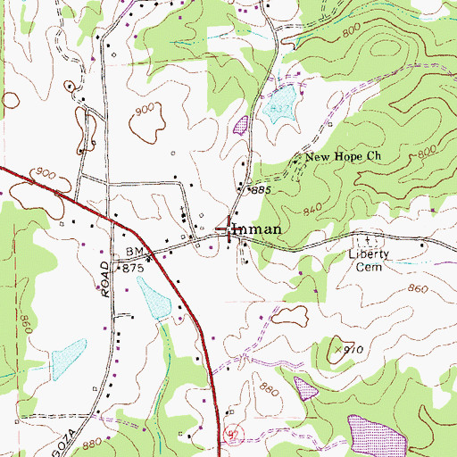 Topographic Map of Inman, GA