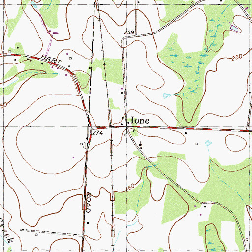 Topographic Map of Ione, GA