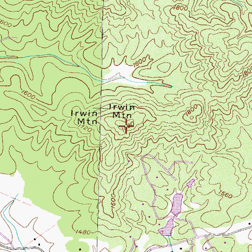 Topographic Map of Irwin Mountain, GA