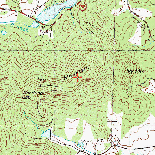 Topographic Map of Ivy Mountain, GA