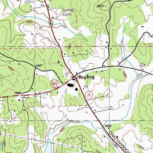 Topographic Map of Ivylog, GA