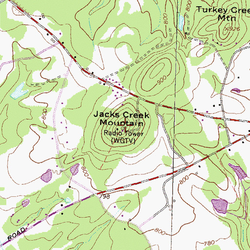 Topographic Map of Jacks Creek Mountain, GA