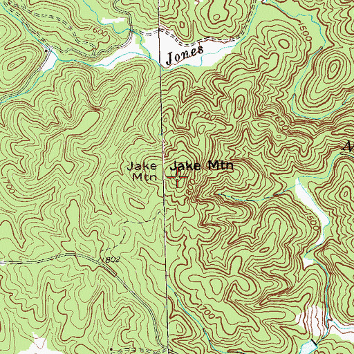Topographic Map of Jake Mountain, GA
