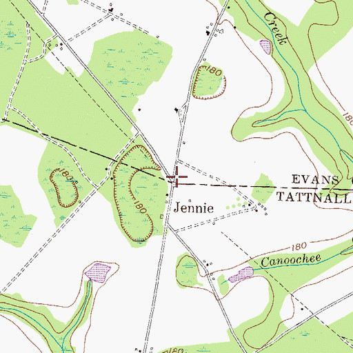 Topographic Map of Jennie, GA
