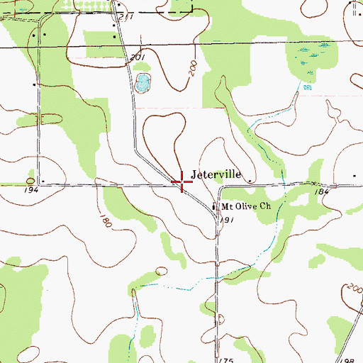 Topographic Map of Jeterville, GA