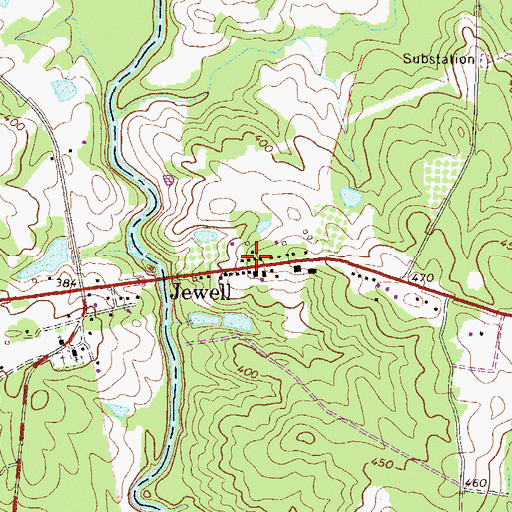 Topographic Map of Jewell, GA