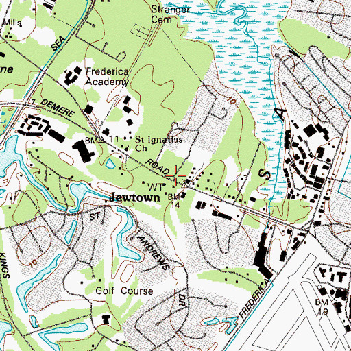 Topographic Map of Jewtown, GA