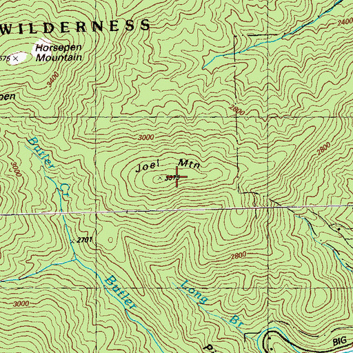 Topographic Map of Joel Mountain, GA