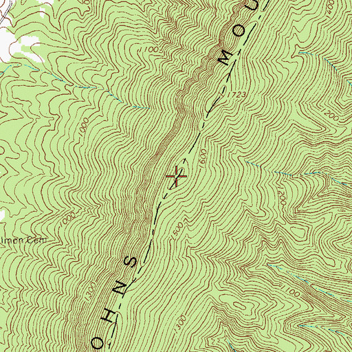 Topographic Map of Johns Mountain, GA