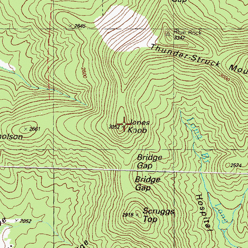 Topographic Map of Jones Knob, GA