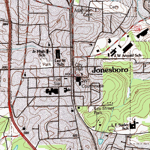 Topographic Map of Jonesboro, GA