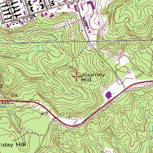 Topographic Map of Journey Hill, GA
